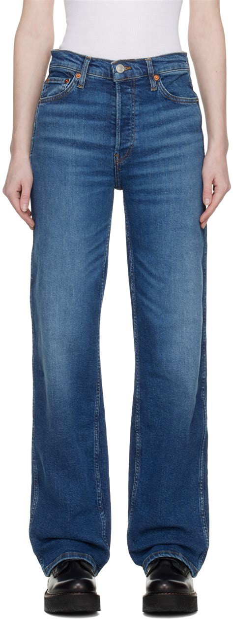 Re Done Blue 90s High Rise Loose Jeans Ssense