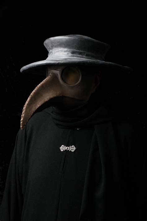 Brown Traditional Plague Mask With Hat Plague Doctor Mask Plague