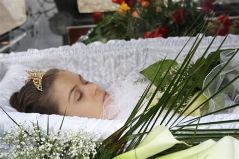 Andreea Brazovan In Her Open Casket During Her Funeral Procession