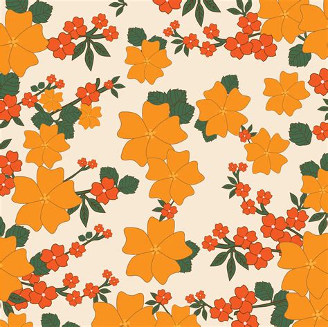 Vintage Floral Wallpaper Orange Free Stock Photo Public Domain Pictures