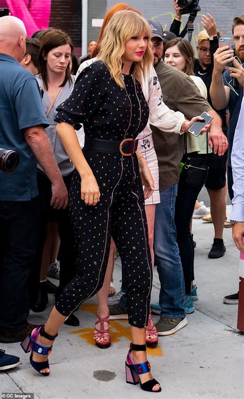 Taylor Swift Looks Chic In Patterned Jumpsuit While Celebrating Release