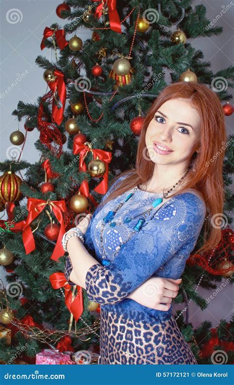 Pretty Woman Near Christmas Tree Stock Image Image Of Tradition