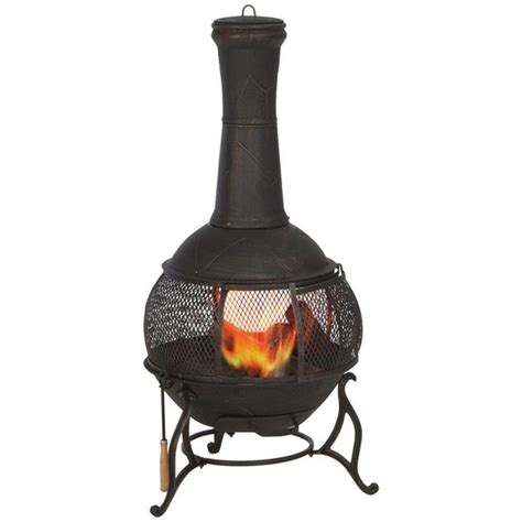 Hampton Bay Outdoor Fireplace Fire Pit Cast Iron Chiminea Patio Garden