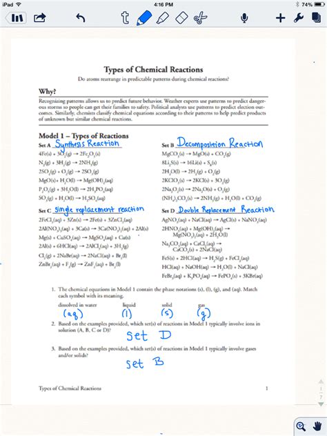 Types of chemical reactions worksheet answer key pogil. Summit Chemistry Rox: January 2014