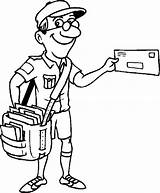 Postman Clipart Worker Coloring Postal Pages Library Colouring sketch template