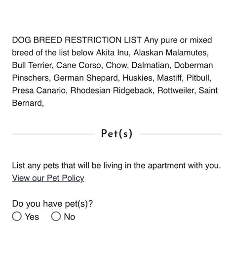 Dog Breed Restriction List In My Area For Some Apartments Rdogadvice