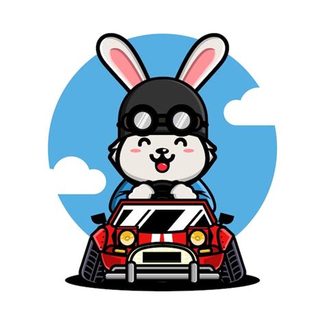 premium vector cute rabbit driving a racing car