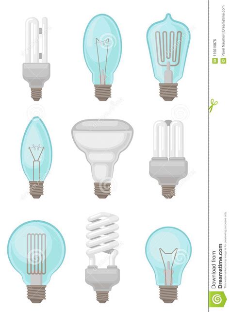 Flat Vector Set Of Different Types Of Light Bulbs