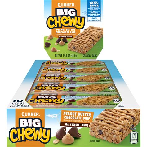 Quaker Big Chewy Peanut Butter Chocolate Chip Flavor Granola Bars