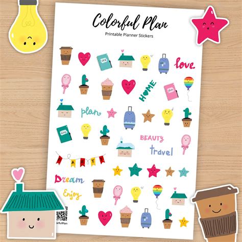Colorful Sticker Set Printable Planner Stickers
