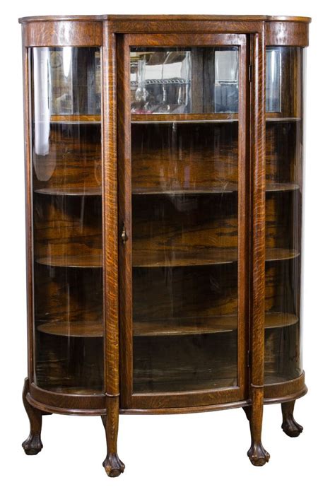 Antique China Cabinet With Curved Glass Door