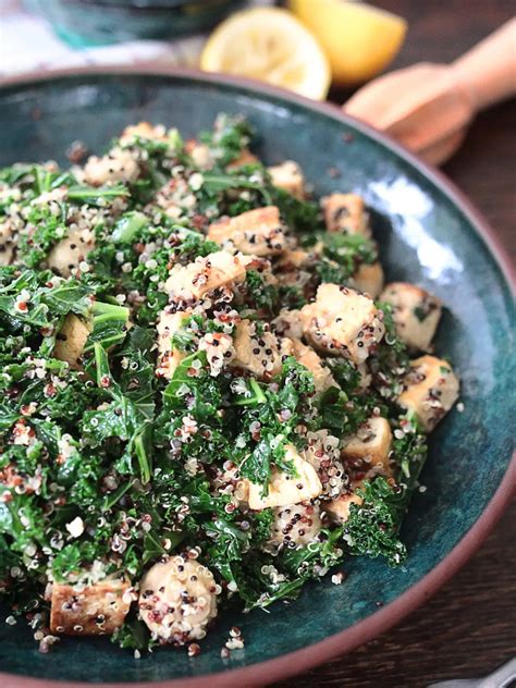 Kale Tofu Mushroom And Quinoa Protein Bowl K33 Kitchen Delicious