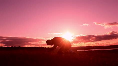 Silhouette Of Man Praying At Sunset Concept Stock Footage Sbv 313750295