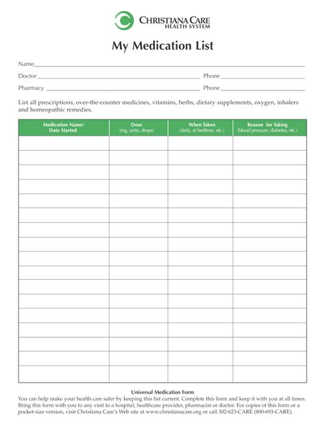 Medication List Form 2020 2021 Fill And Sign Printable Template