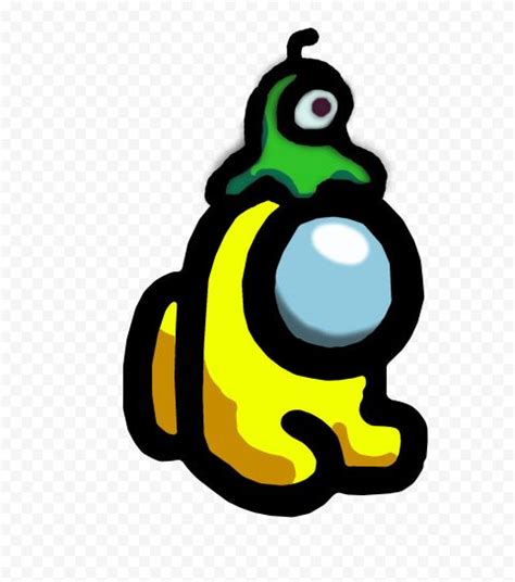 HD Yellow Among Us Mini Crewmate Baby Brain Slug Hat PNG Sticker Art