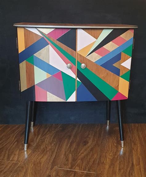 S O L D Mid Century Retro Record Cabinet Hand Painted In Etsy