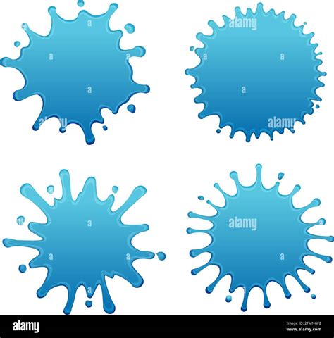 Blue Water Splash Shape Vector Illustration Set Stock Vector Image