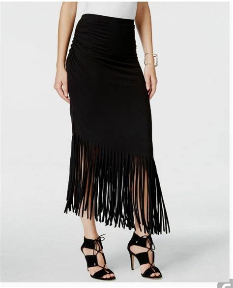 Inc Black Fringe Maxi Skirt Nwt Medium On Mercari Maxi Skirt Clothes Design Skirts