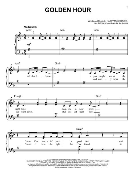 Golden Hour Sheet Music With Letters Musgraves Kacey U5 Sheet Music