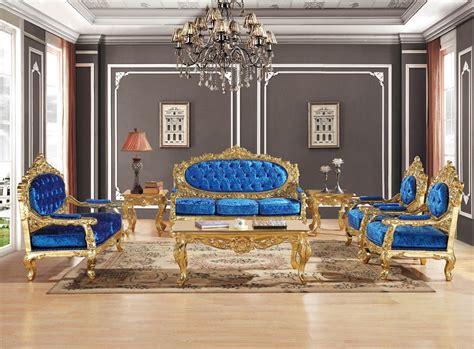 Give your interior or living room a completely new look with the royal blue flowers. Royal Blue Velvet Antique Gold Gliding Carved Sofa Set ...