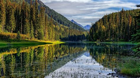 1061546 Landscape Forest Mountains Sunset Lake Water Nature