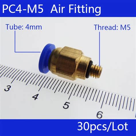 Free Shipping High Quality 30pcs 4mm To M5 Pneumatic Connectors Male Straight One Touch Fittings