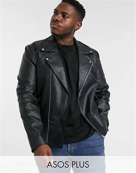 Asos Design Plus Faux Leather Biker Jacket In Black Asos