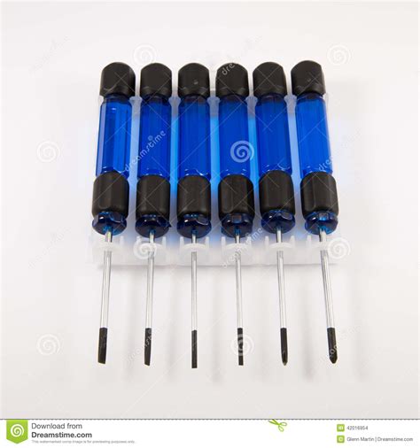 Six Small Blue Screwdrivers Stock Photo Image Of Jewelers Black
