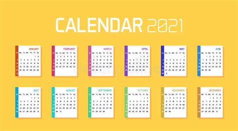 Modern Minimal Calendar Planner Template For 2021 Vector Design