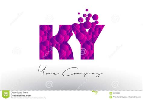 ky k y dots letter logo with purple bubbles texture stock vector illustration of purple