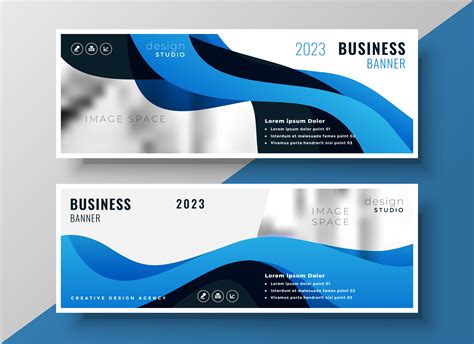 Stylish Blue Wavy Business Banner Design Download Free Vector Art