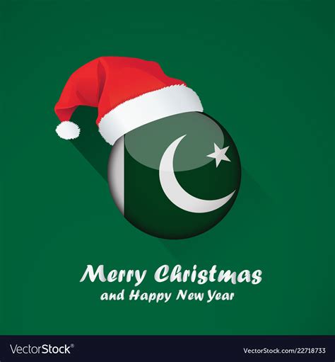 Flag Of Pakistan Merry Christmas And Happy New Vector Image