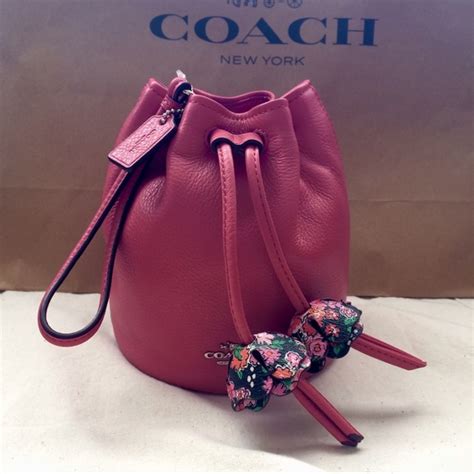 33 Off Coach Handbags Coach Petal Bucket Wristlet Pebble Leather