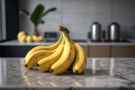 Premium Ai Image A Bunch Of Bananas On A Wooden Table Bananas On The
