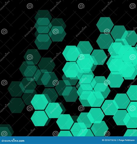 Black And Bright Blue Green Honeycomb Pattern Wallpaper Illustration