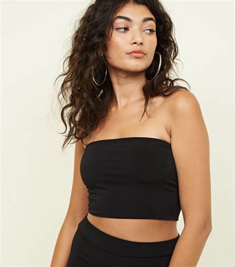 Black Stretch Slim Fit Party Bandeau Top New Look Brand Sale Bandeau