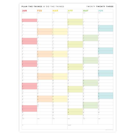 Six Month 2023 Giant Wall Calendar January To June With Rainbow Week