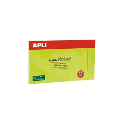 Notas Adhesivas Apli Verde Fluor 125x75mm 100 Hojas Adrada Es