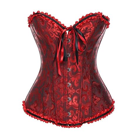 Buy Bustiers And Corsets Floral Satin Corset Top Lace Up Boned Overbust