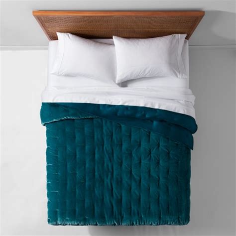 King comforter + 2 shams, color: Teal Velvet Tufted Stitch Quilt (Full/Queen) - Opalhouse ...