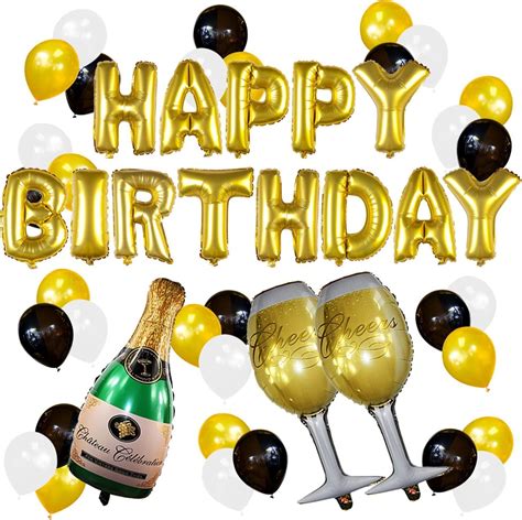 Kezay Gold Birthday And Champagne Balloon Set Birthday