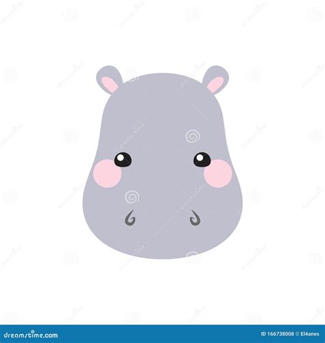 Cute Hippo Face Stock Vector Illustration Of Animal 166738008