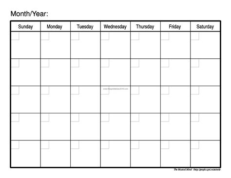 Free Printable Generic Calendar Month Calendar Printable