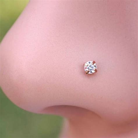 Tiny Rose Gold 1mm Ball Nose Stud Nose Ring Rose Gold Nose Etsy