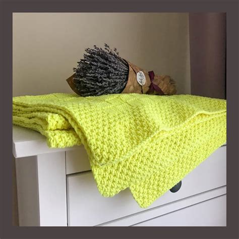 Yellow Baby Blanket Easy Knitting Pattern Pdf For Beginners Etsy