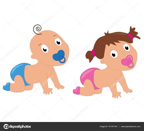 Bebes Animados Gateando Bebé Niño Gateando Vector De La Imagen