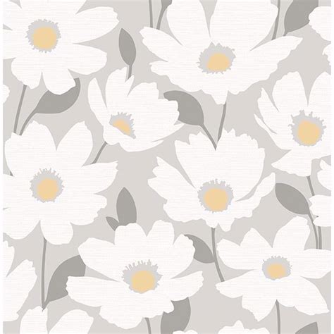 2904 25674 Astera Grey Floral Wallpaper By Brewster
