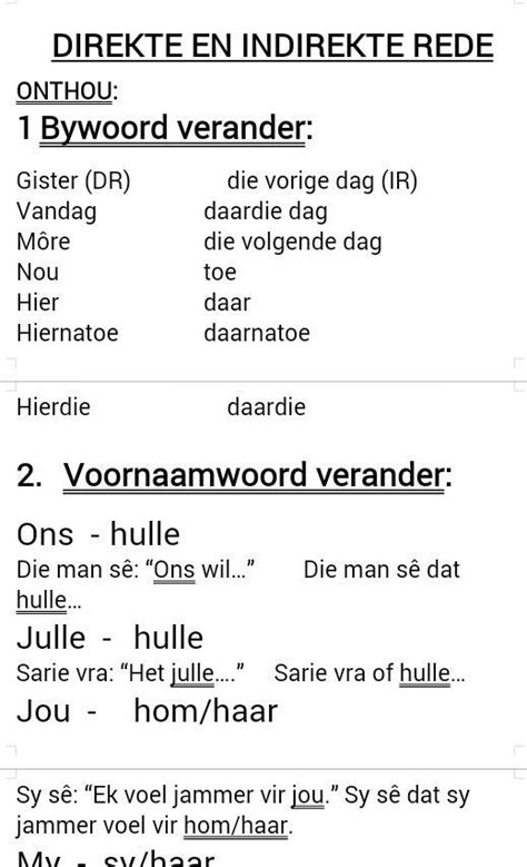 Pin By D D THANDRIND On Lydende En Bedrywende Vorm Direkte En Indirekte Rede Afrikaans