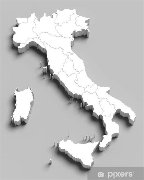 Wall Mural 3d Italy White Map On Grey Pixersus