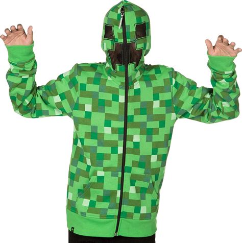 Jinx Minecraft Big Boys Creeper Zip Up Costume Hoodie